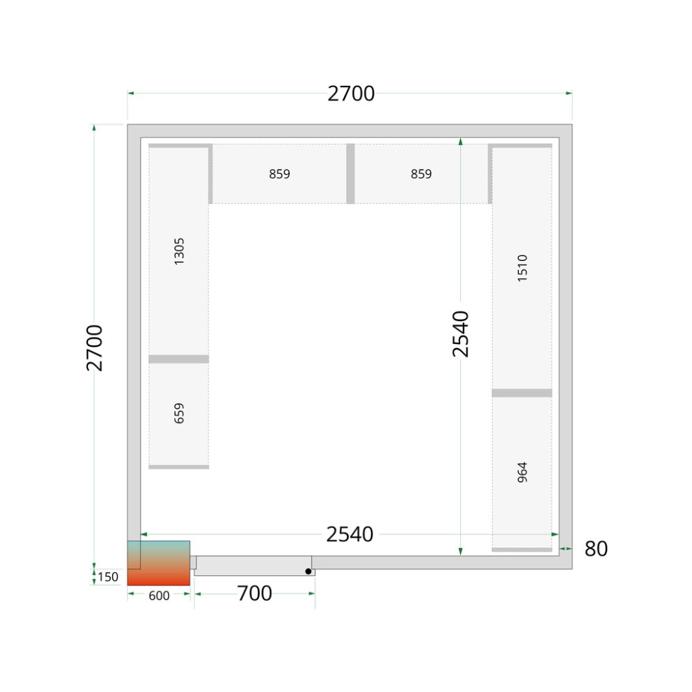 Chladiaci box TEFCOLD CR 270x270x220, 13,16 m3
